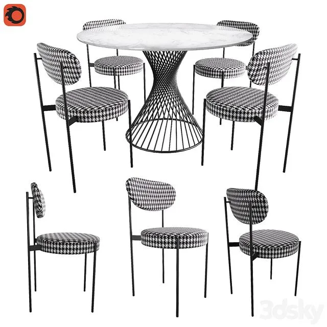 Table Calligaris Vortex Chair Dublin Houndstooth 3D Model