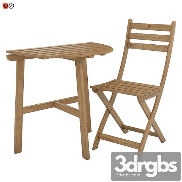 Table Chair Ikea Askholmen 02 3D Model Free