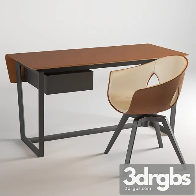 Table + chair poltrona frau ginger armchair & fred table 2 3D Model Free