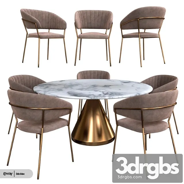 Table + chair with new design 2 3D Model Free