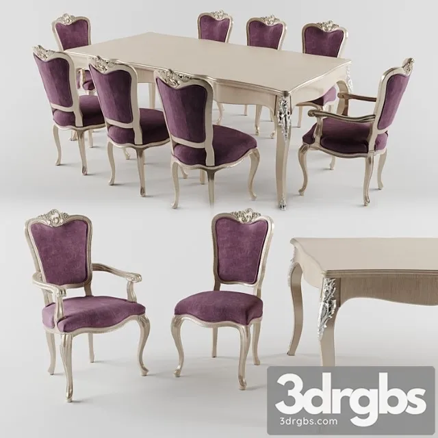 Table + chairs 2 3D Model Free