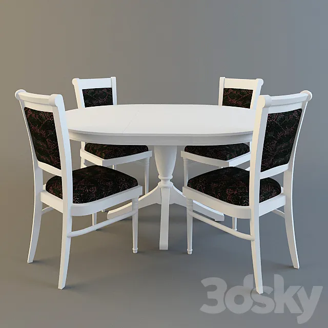 Table + chairs 3D Model