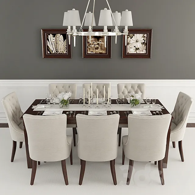 Table. chairs. serving 2 3DModel