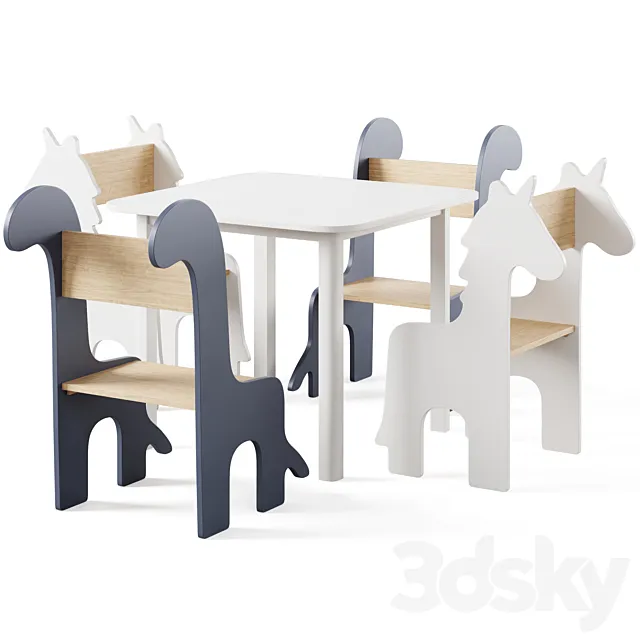 Table & Children's Animal Chairs by THE HOME DECO FACTORY Free Download