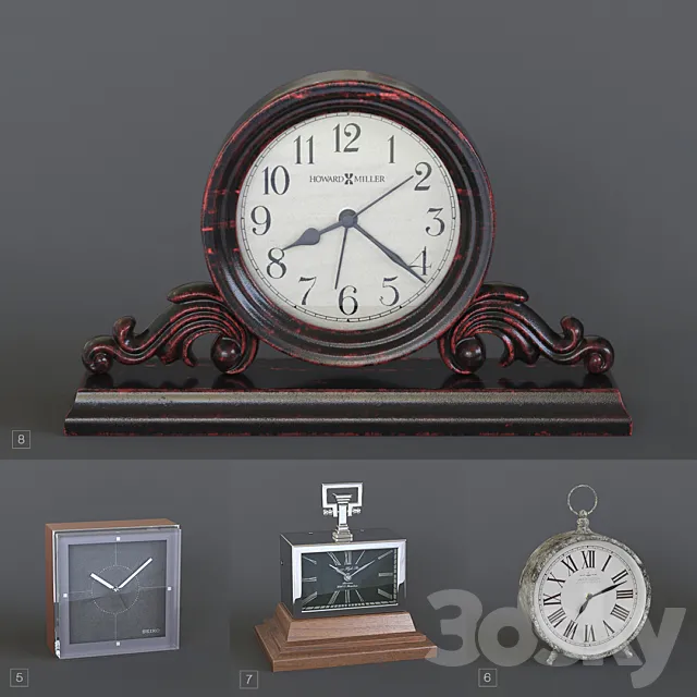 Table clock pack 02 3D Model