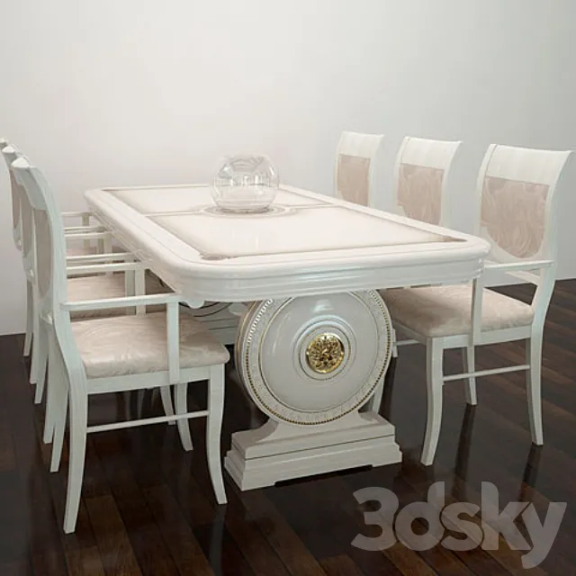 Table Epoque + chairs 3DModel