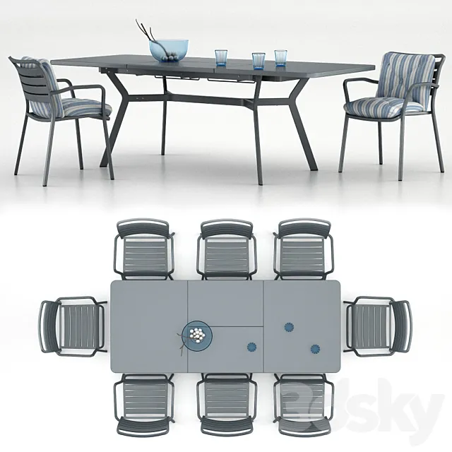 Table Ethimo Ocean rectangular table with a chair Ocean dining chair with accessories Free Download