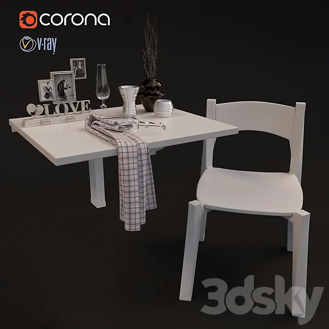 Table folding wall fastener 3DModel