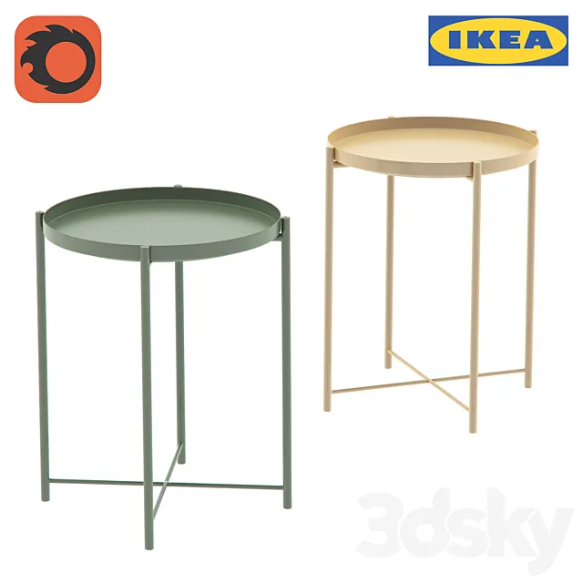 Table Gladio _ Gladom Tray table Ikea green yellow 3D Model