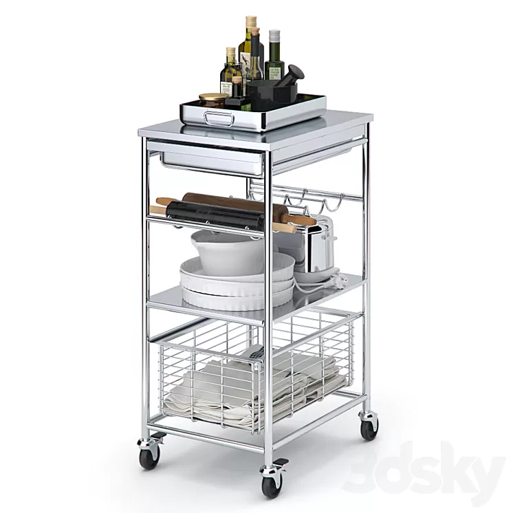 Table Ikea GRUNDTAL and décor for the kitchen 3D Model