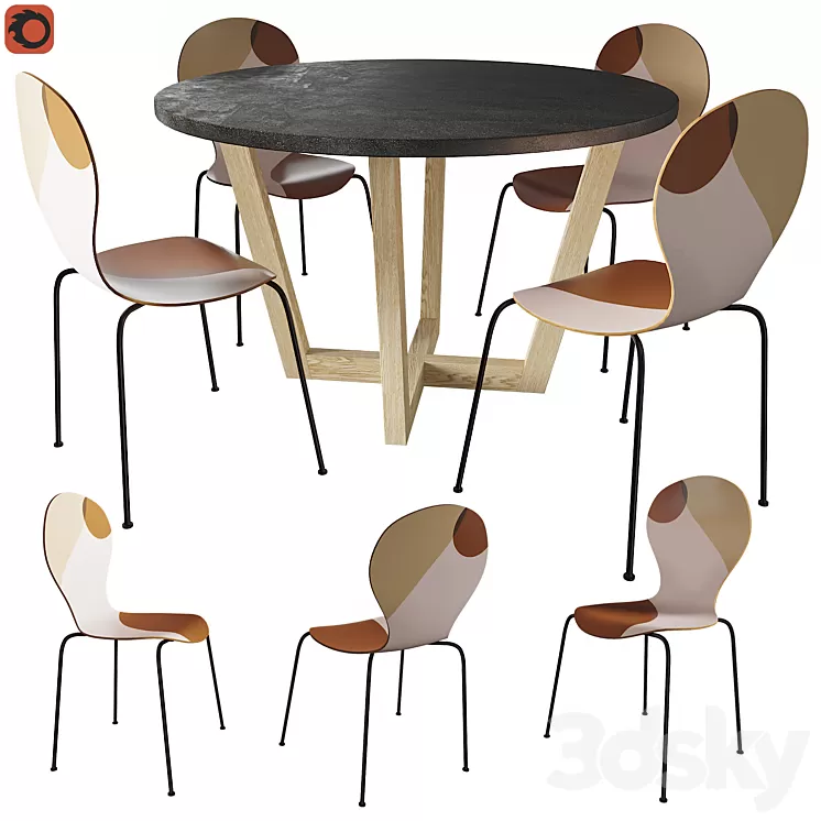 Table Jacob AM.PM chair Bonna La Redoute 3D Model