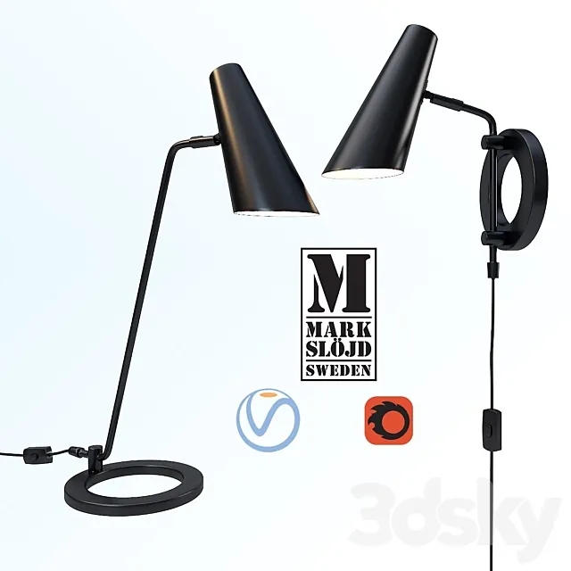 Table lamp and sconce model CAL from the company Markslöjd Sweden. 3D Model