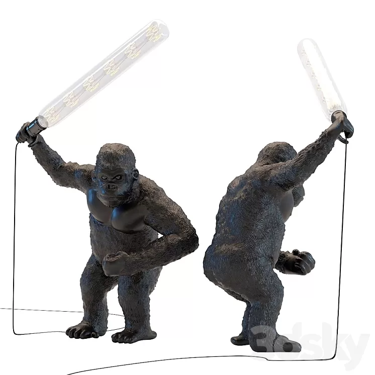 Table Lamp Animal Fighting Kong Mat Black 3D Model