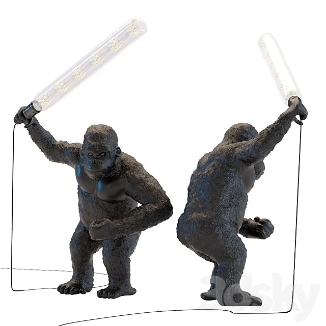 Table Lamp Animal Fighting Kong Mat Black 3DModel