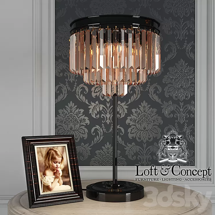 Table lamp RH 1920s Odeon Smoke Glass Fringe 3D Model