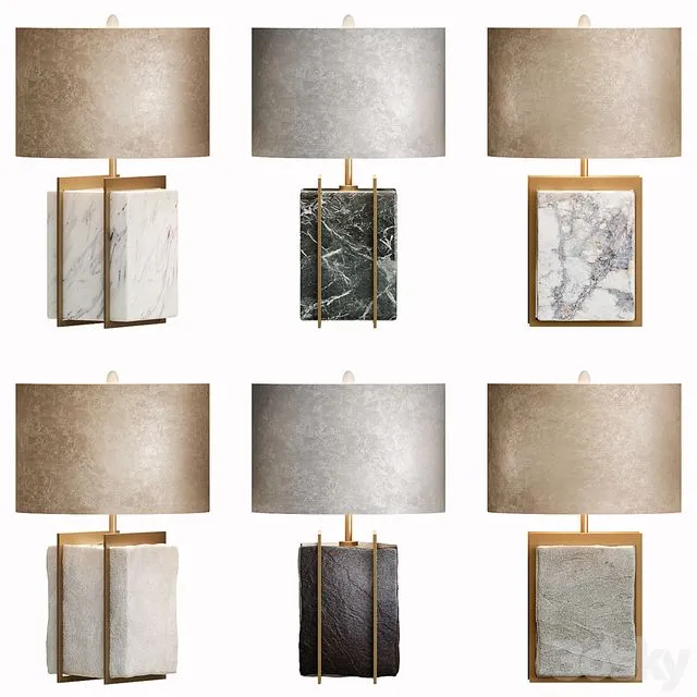 Table Lamp With Stone Set 1 3D Model