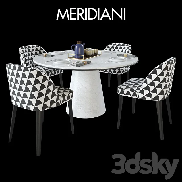 Table Meridiani OWEN & Chair Meridiani ODETTE 3D Model