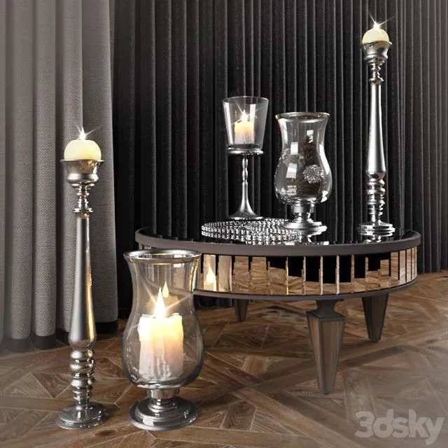 Table mirror and candlesticks Garda Decor 3D Model