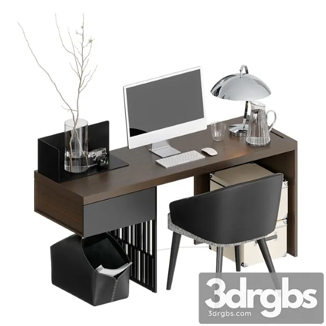 Table Molteni Scriba Home Office Armchair Minotti Lawson Imac 3D Model Download