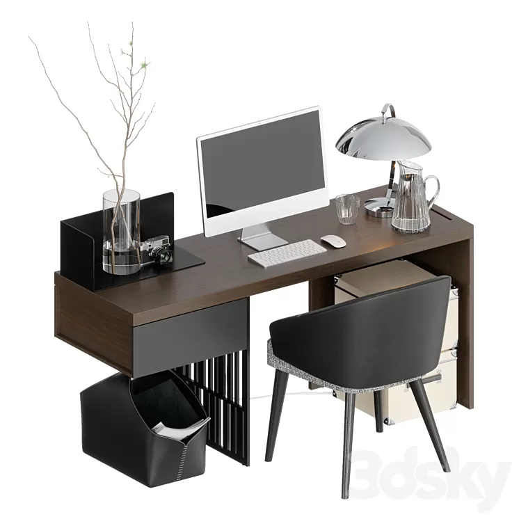 Table Molteni SCRIBA  Home Office Armchair Minotti Lawson IMAC 3D Model