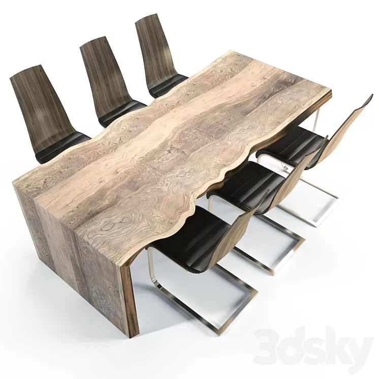 Table of solid wood 3D Model