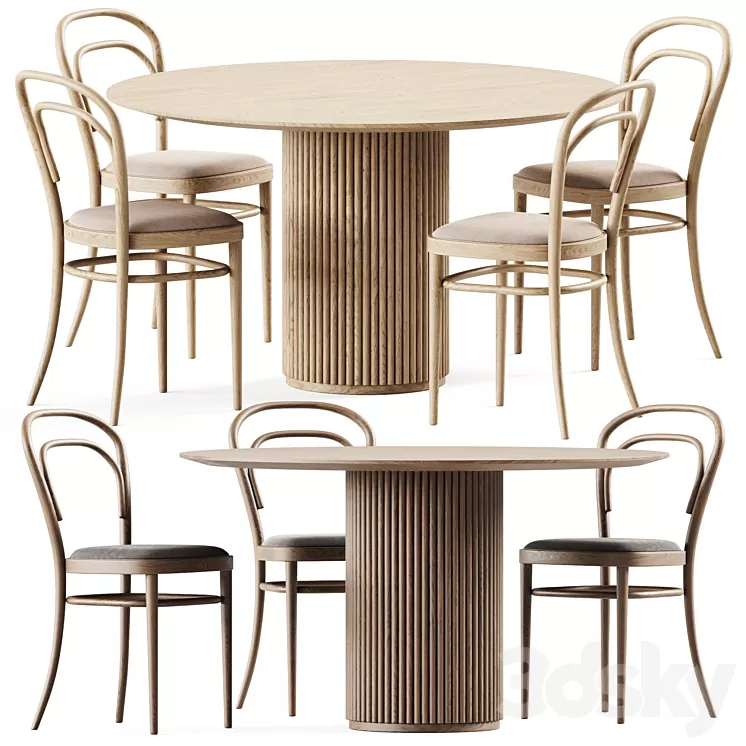 Table Palais royal By asplund and Bentwood Chair 215 by Thonet 3D Model