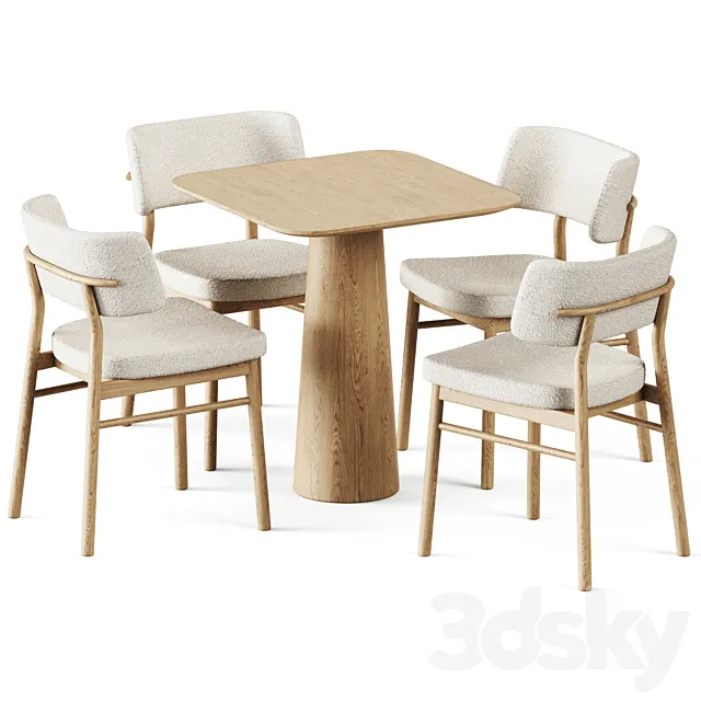 Table POV 460 S70 by Ton and Wooden Chair Marlen by TrabA 3D Model