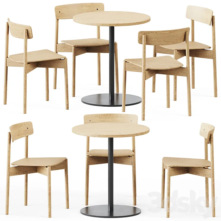 Table S 1123 D70 by Thonet and Cross Chair by TAKT 3D Model Free