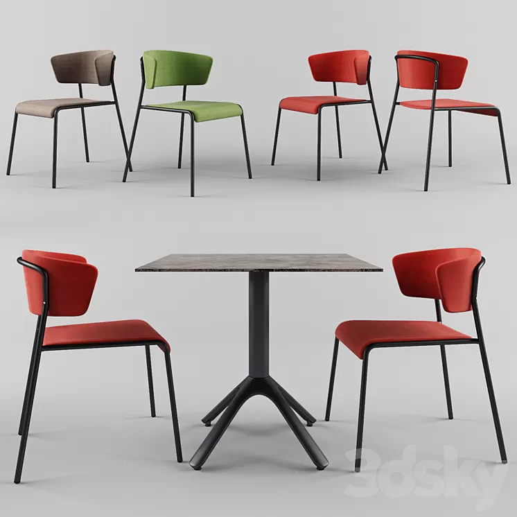 Table SCAB DESIGN Nemo. Chair SCAB DESIGN Lisa 3D Model