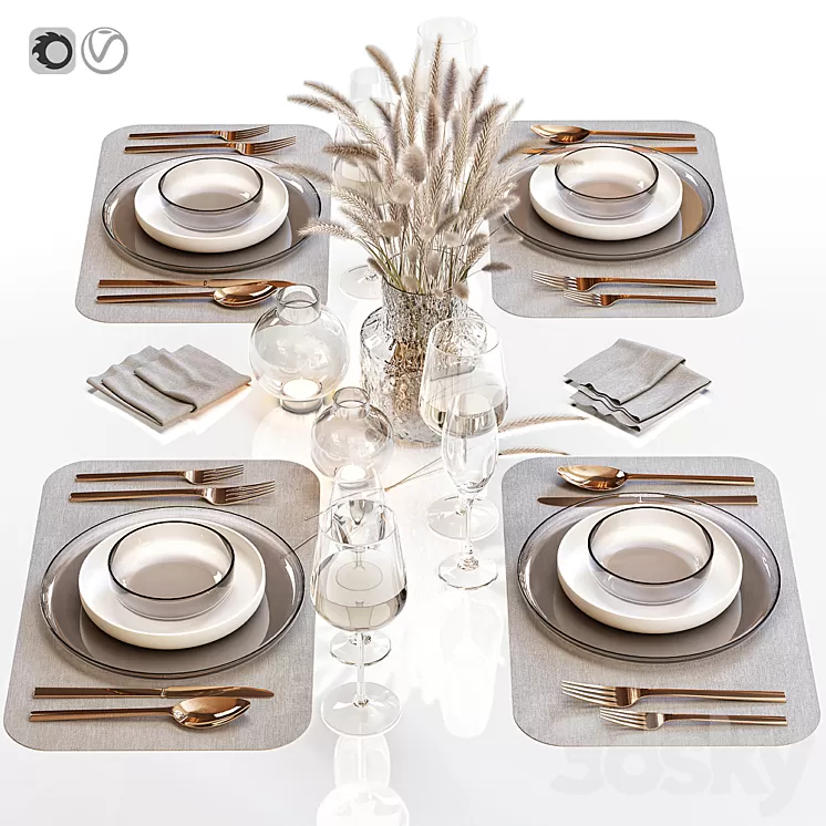 Table setting 30 3D Model Free