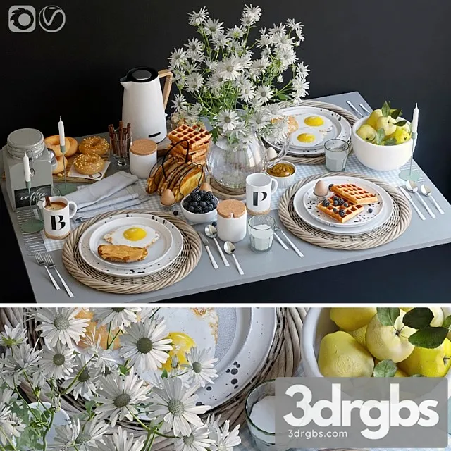 Table setting 36. breakfast - 3 3D Model Free
