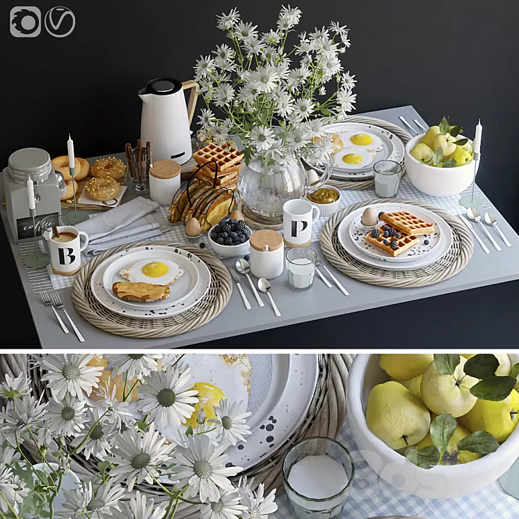 Table setting 36. Breakfast - 3 3D Model