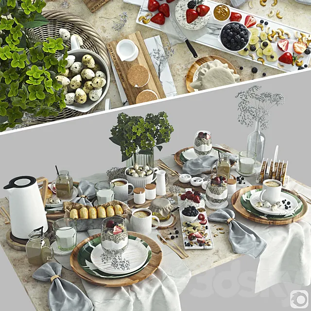 Table setting 37. Breakfast - 4. Corona 3D Model