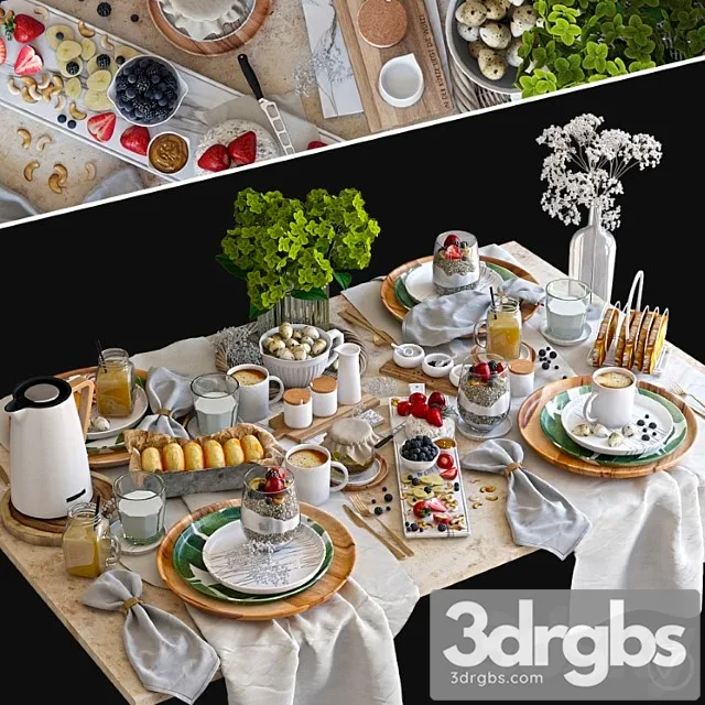Table setting 37. breakfast - 4. v-ray 3D Model Free