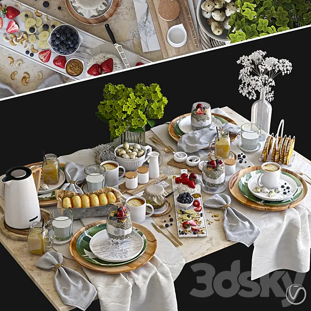 Table setting 37. Breakfast - 4. V-ray 3D Model