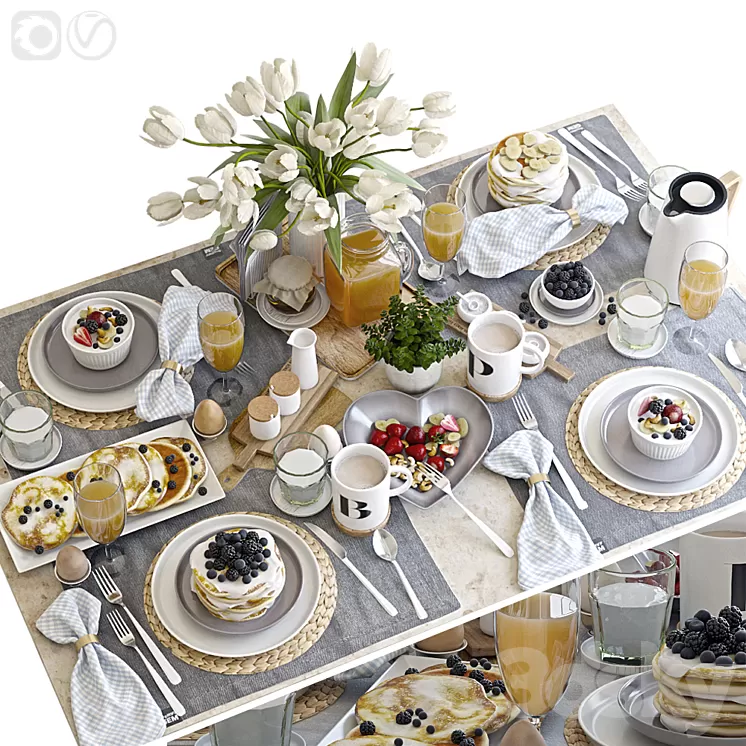 Table setting 38. Breakfast - 5 3D Model