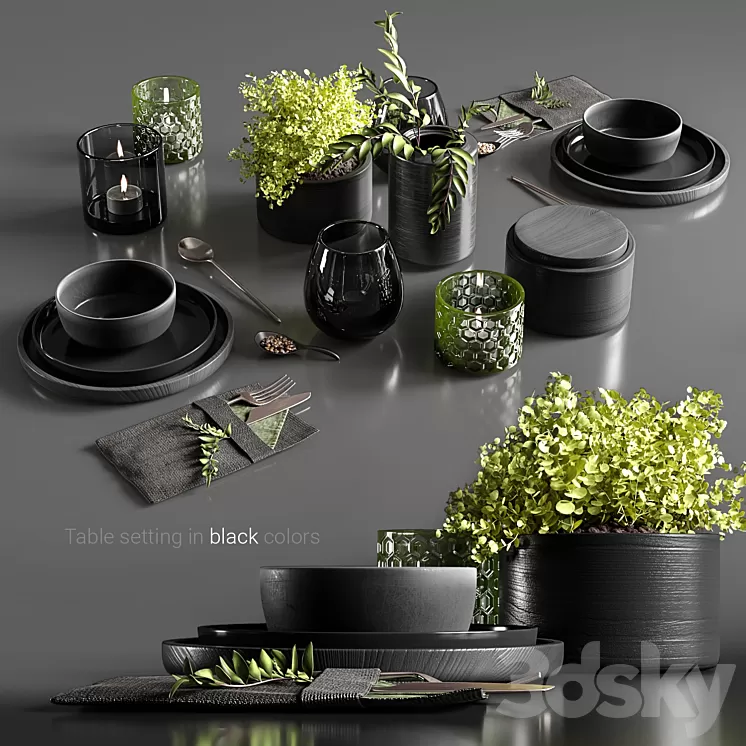 Table setting in black colors