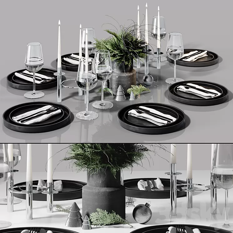 Table setting in Scandinavian style 3D Model Free