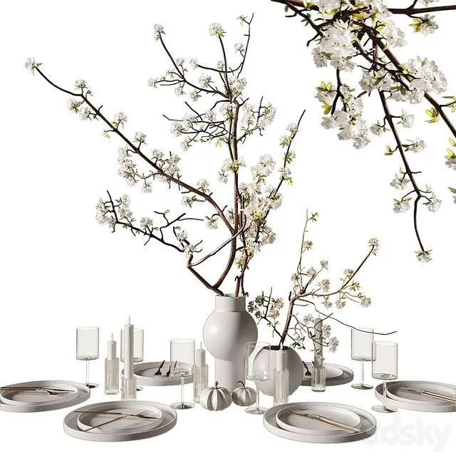 Table setting modern style 3D Model