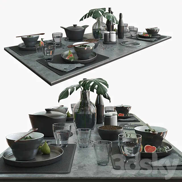 Table setting vipp dark 3DModel
