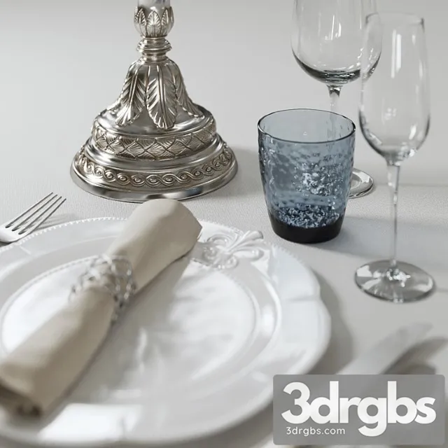 Table Setting With Candlestick 3D Model Free