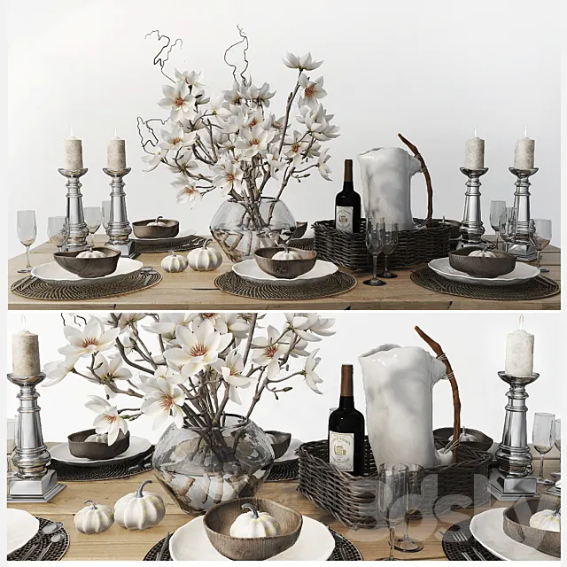 Table setting with magnolias Free Download
