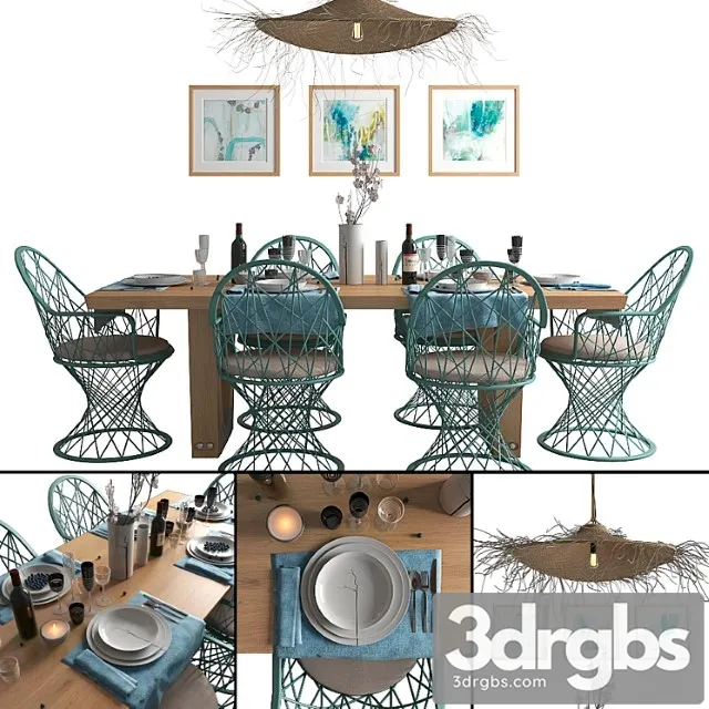 Table setting with porcelain dibbern 2 3D Model Free