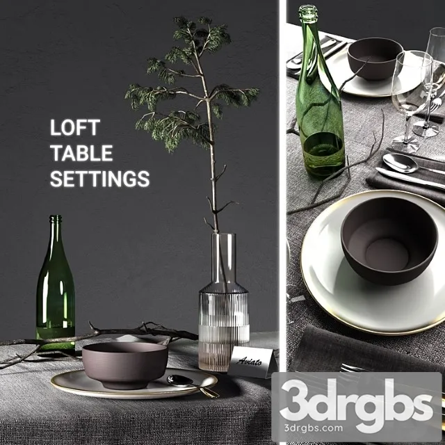 Table settings loft 3D Model Free