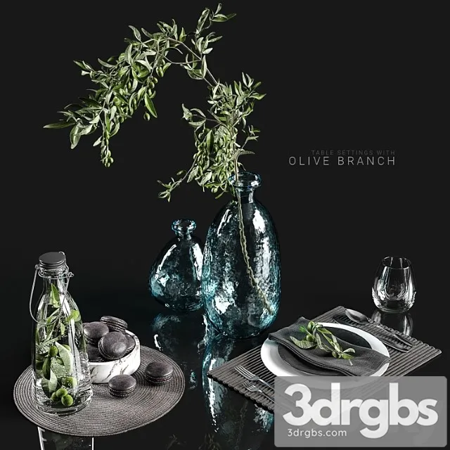 Table Settings With Olive Branch 3D Model Free
