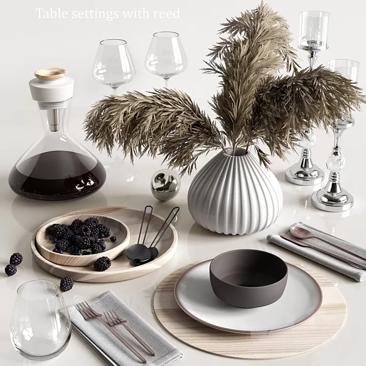 Table settings with reed 3D Model