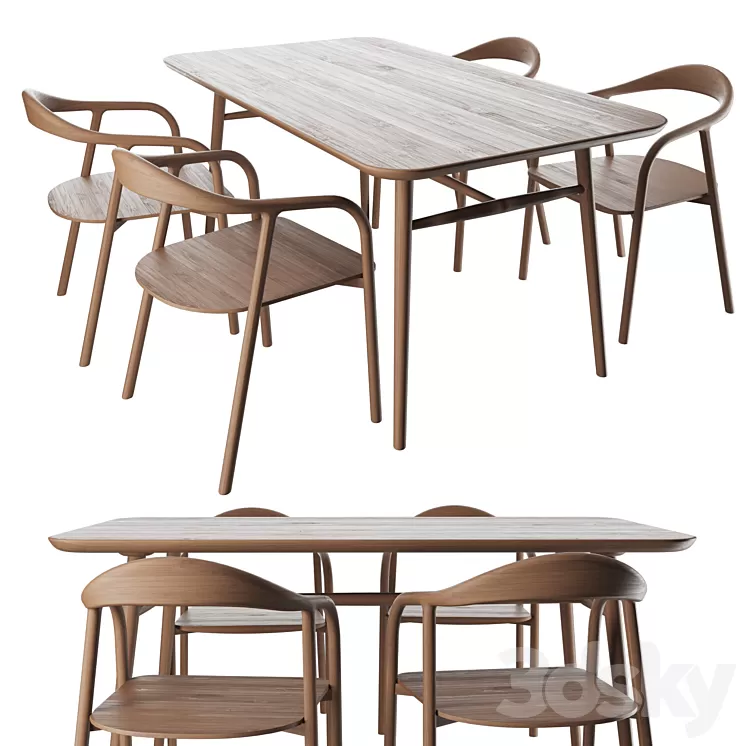 Table Typhoon with chairs Bio 3D Model Free