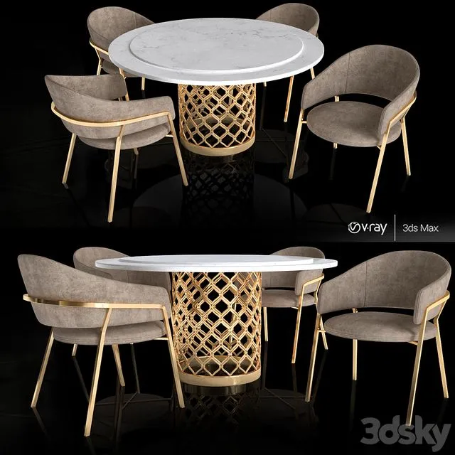 Table with chair 3D Model