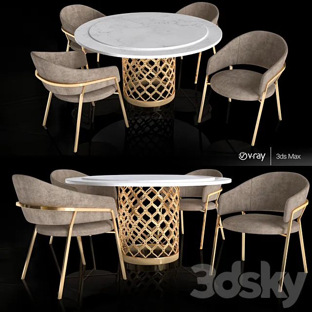 Table with chair 3D Model