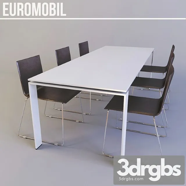 Table with chairs euromobil 2 3D Model Free